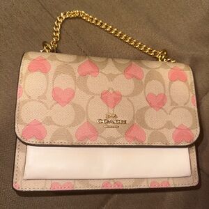 Coach authentic mini klare crossbody signature canvas heart print